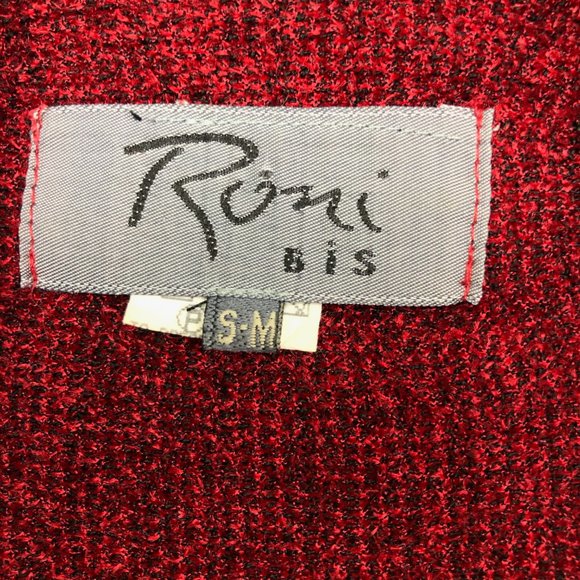 Roni Bis Red & Black Chenille Waterfall Sweater - Picture 6 of 6
